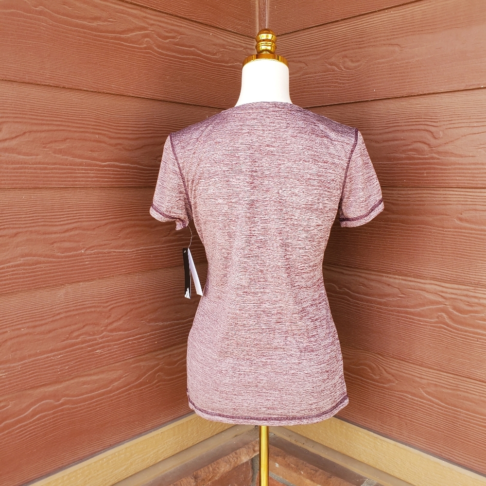 NWT Adidas Women's V-Neck Tech Heather Tee T-Shirt Shadow Fig Size Small - Picture 15 of 16